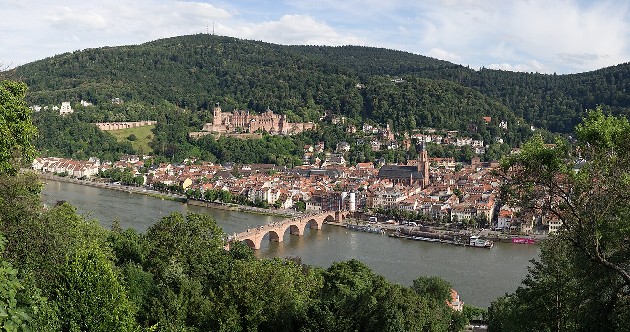View over Heidelberg's old town and the Neckar river from the Königstuhl hill